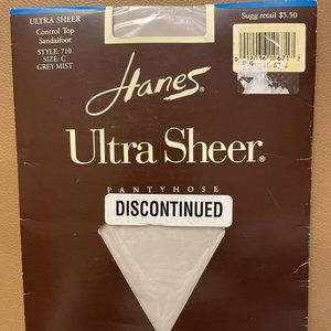 Hanes Ultra Sheer Pantyhose Control Top; Size C; Grey Mist